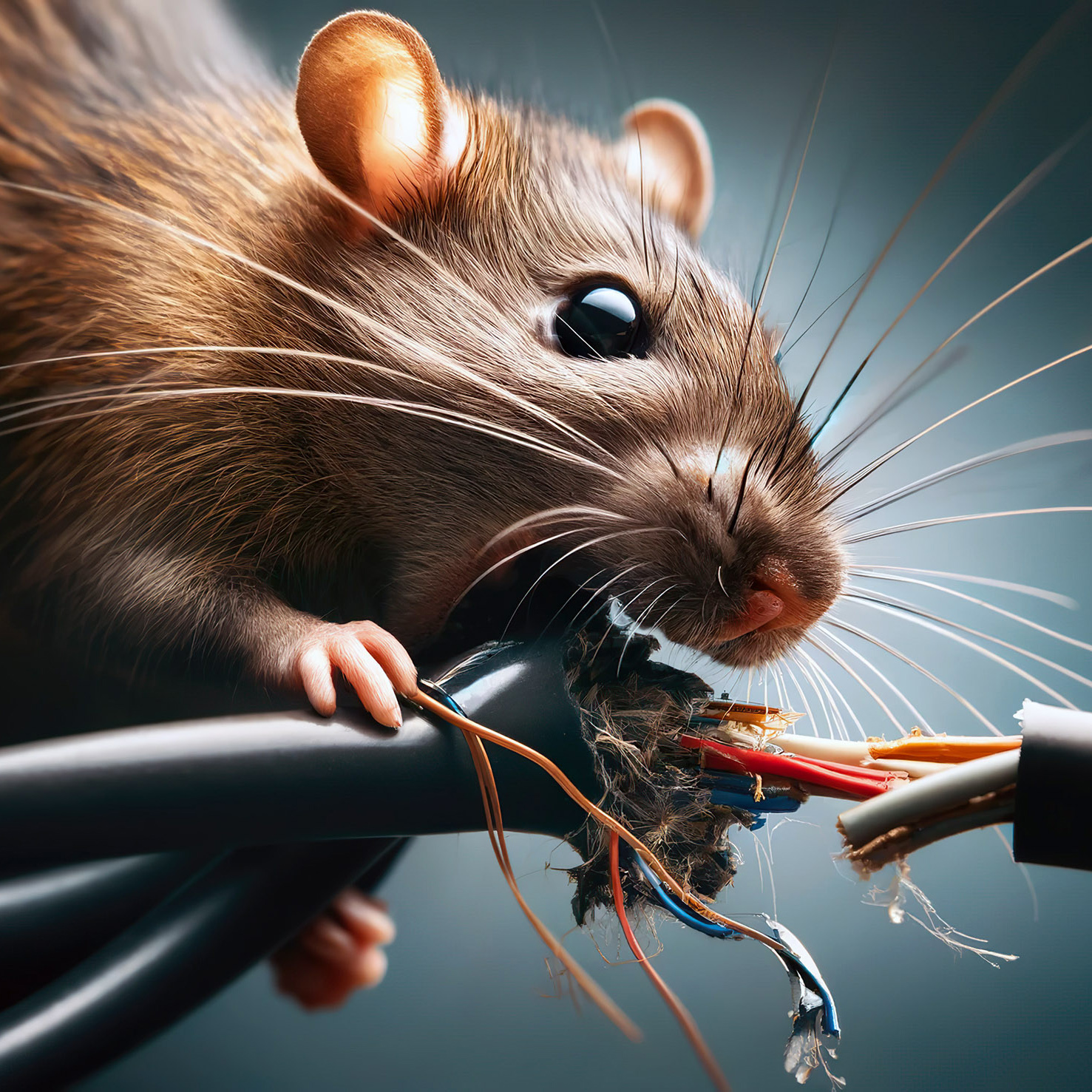 Rat chewing electrical and internet optical cables causing damage