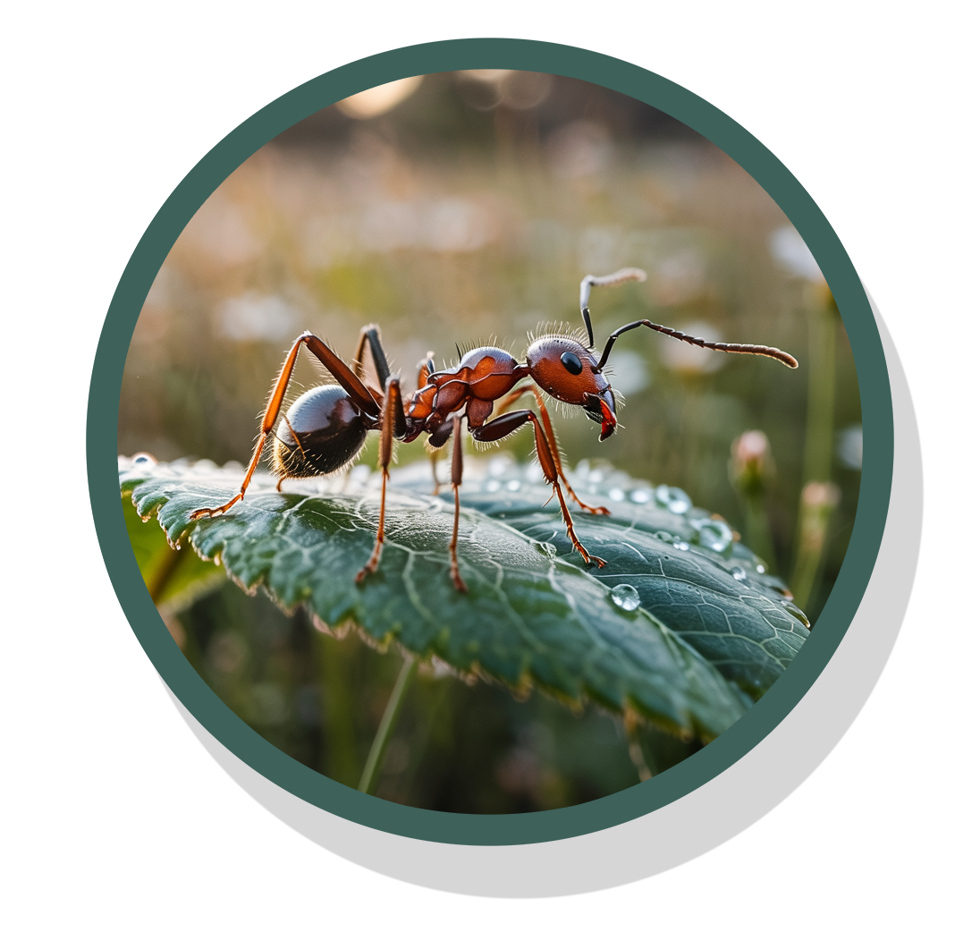 An ant on a leaf