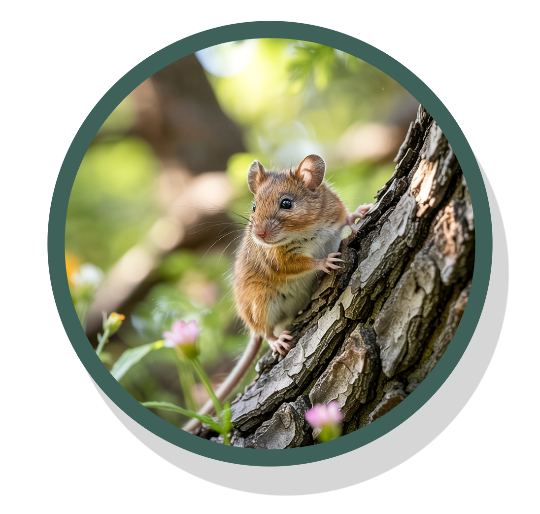 A mouse on a tree