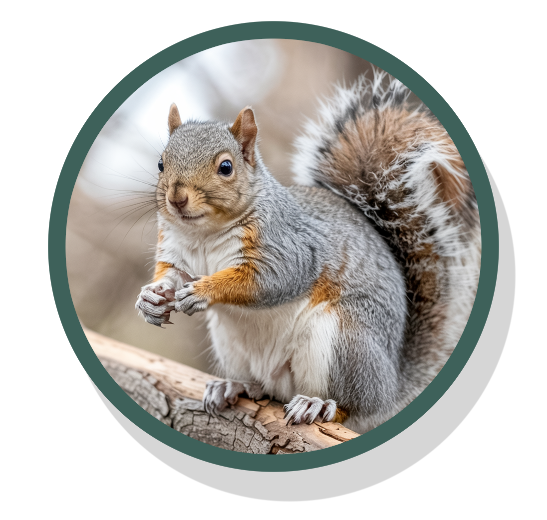 A grey squirrel on a tree branch